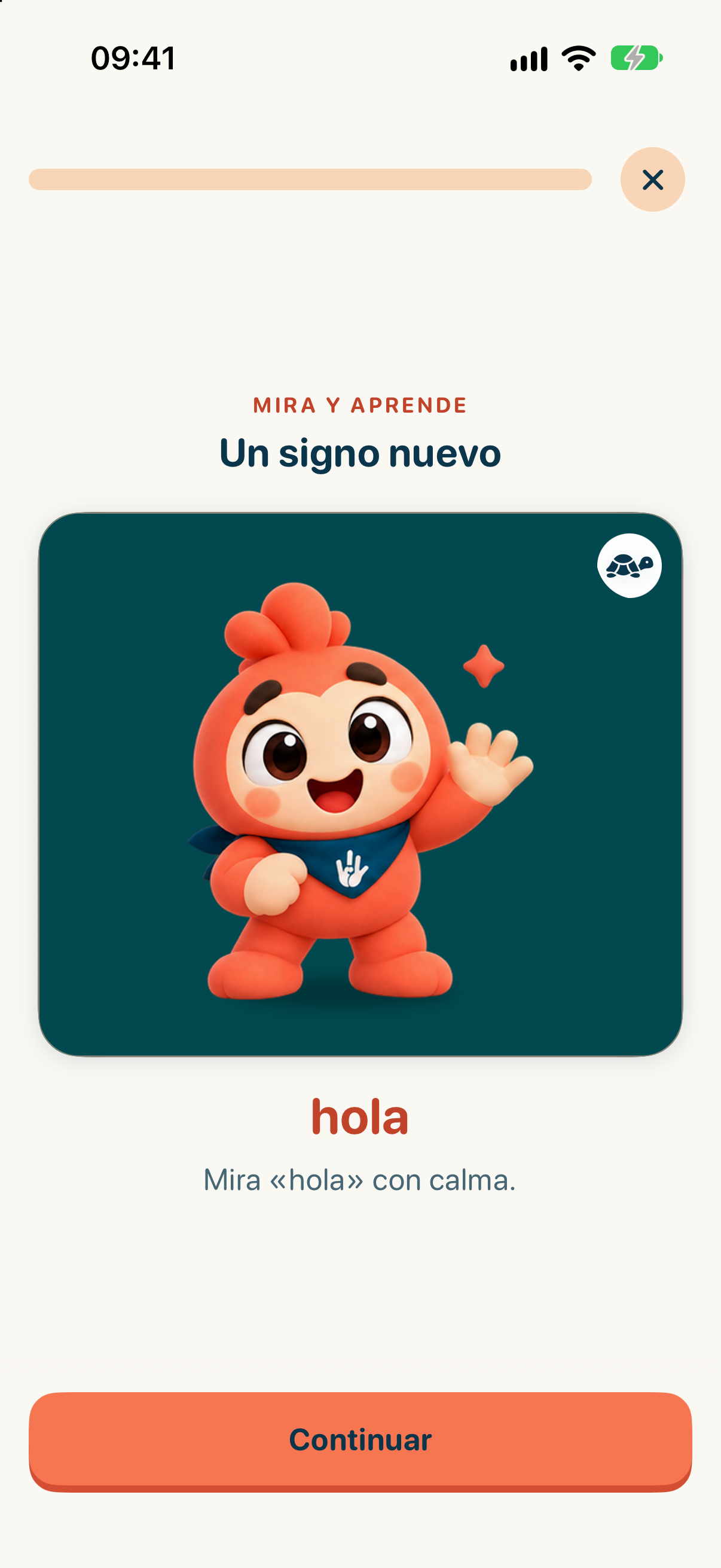 Lección de Eskubi que presenta un signo nuevo