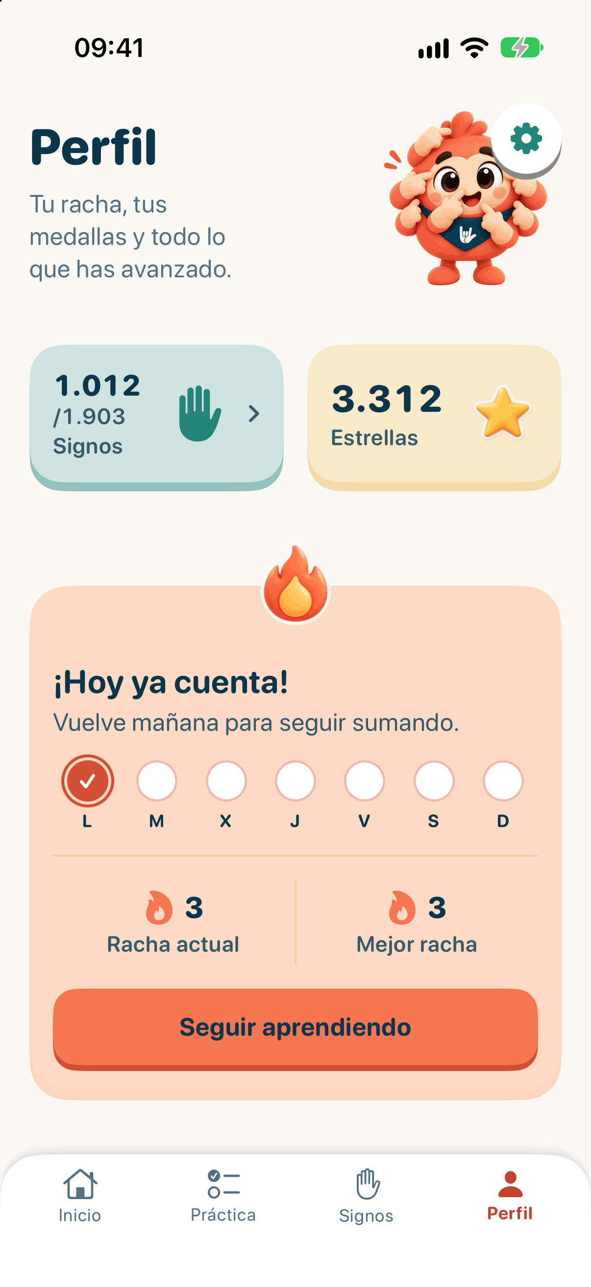 Perfil de Eskubi con la racha y las estrellas